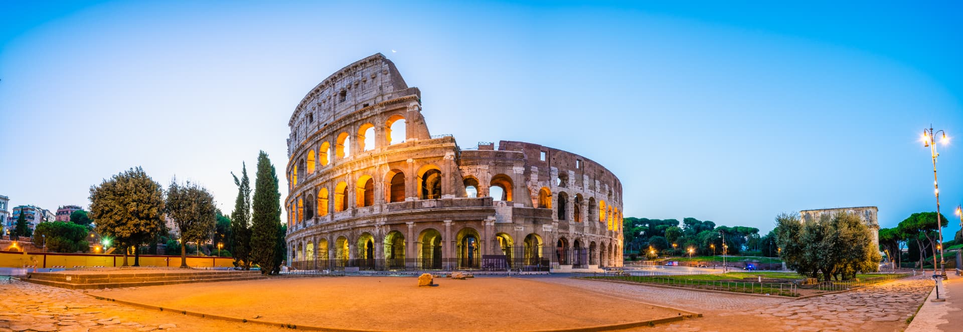 The Colosseum in Rome at blue hour