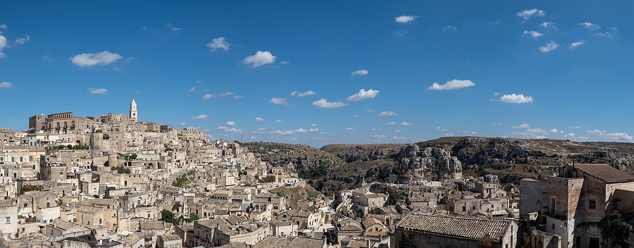 Panoramic view of the Sassi di Matera cave districts