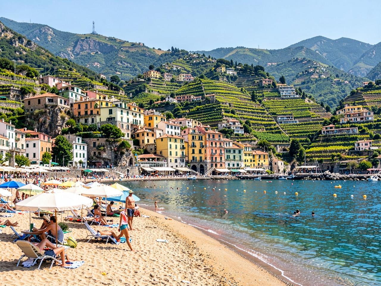 The beach and terraced hills of Monterosso al Mare