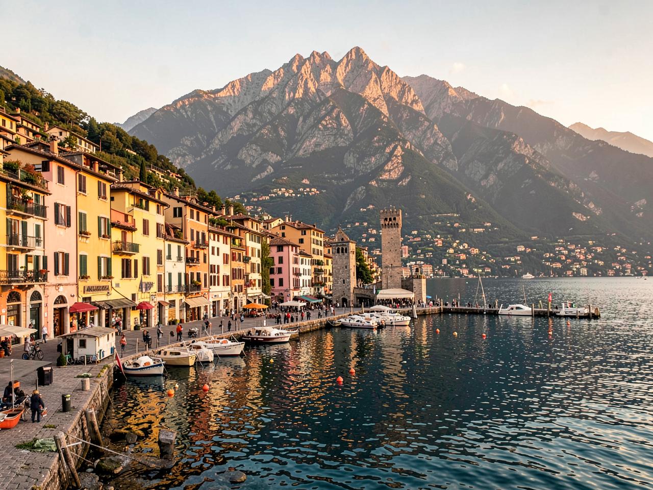The harbour of Malcesine below Monte Baldo
