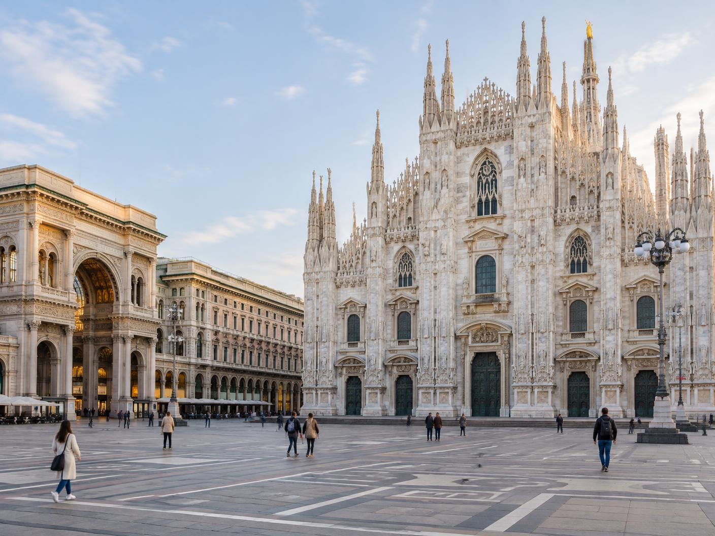 Milan Cathedral and the Galleria Vittorio Emanuele II in Piazza del Duomo